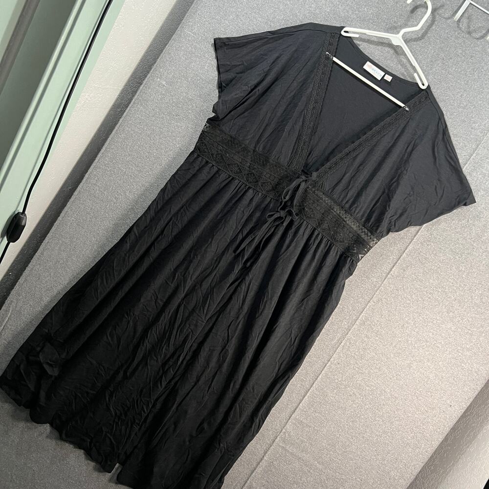 Belle Beach by Kim Gravel Petite Slub Knit Cover Up Black Petite M